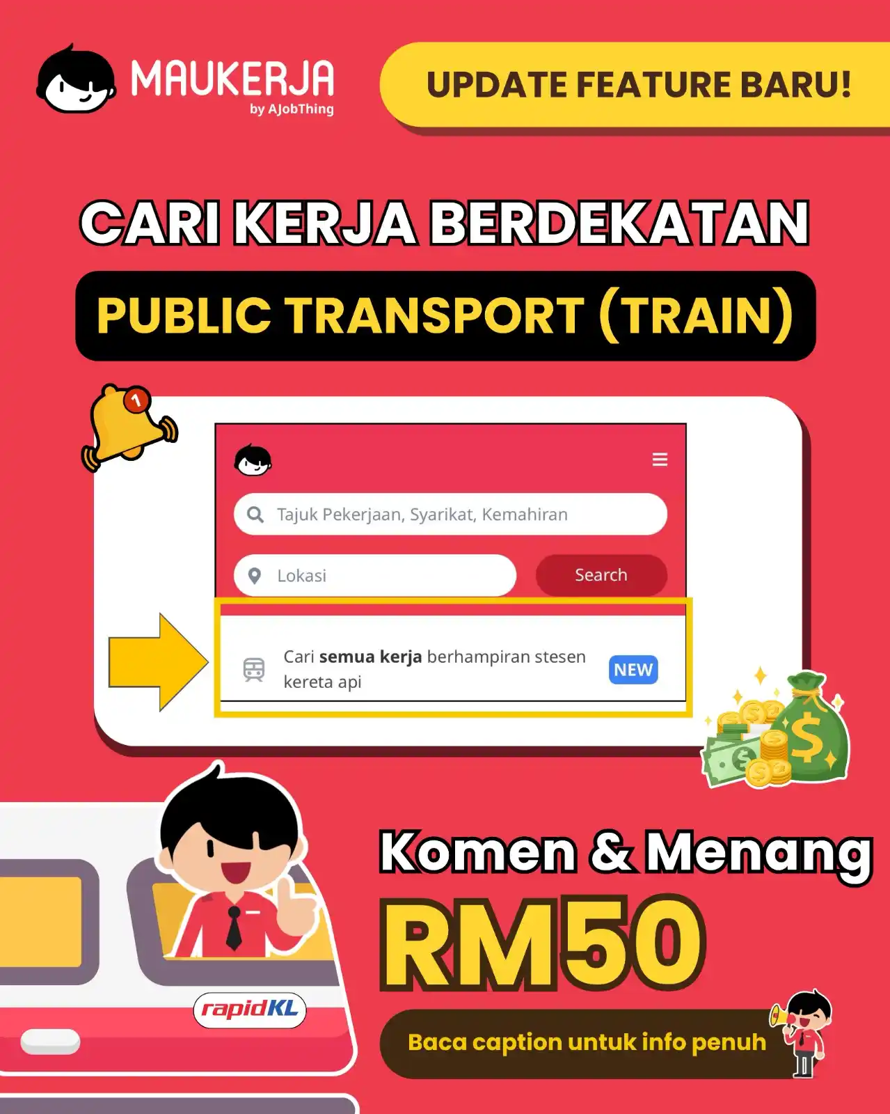 Image from Farid Affy Share Kerja Kosong: FEATURE BARU DI MAUKERJA! 🔔✨ KERJA BERDEKATAN PUBLIC TRANSPORT 🚆🛤️ ...