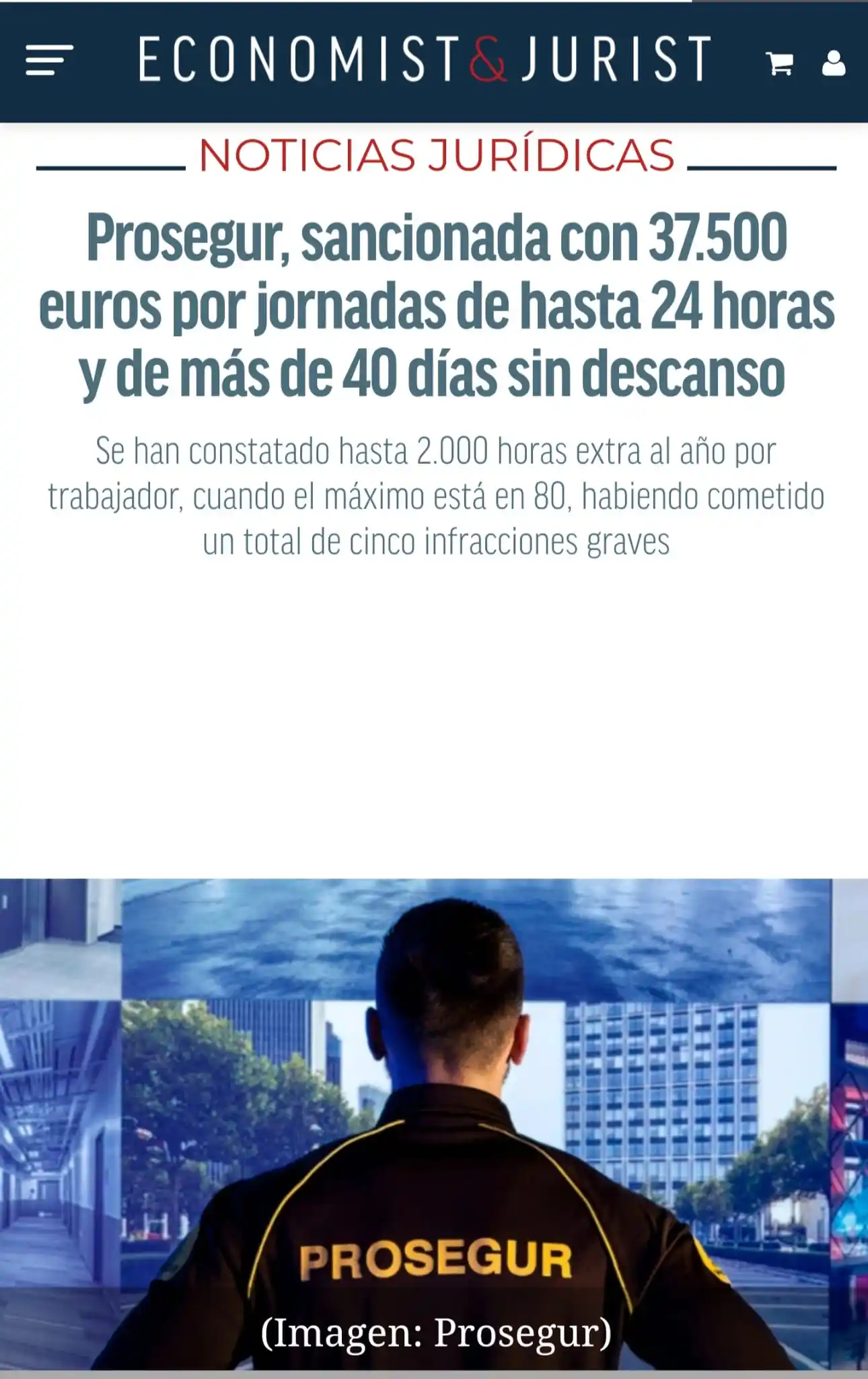 Image from Frente Sindical Obrero de Canarias LANZAROTE: Prosegur sancionada por cometer cinco infracciones graves, entre ellas...