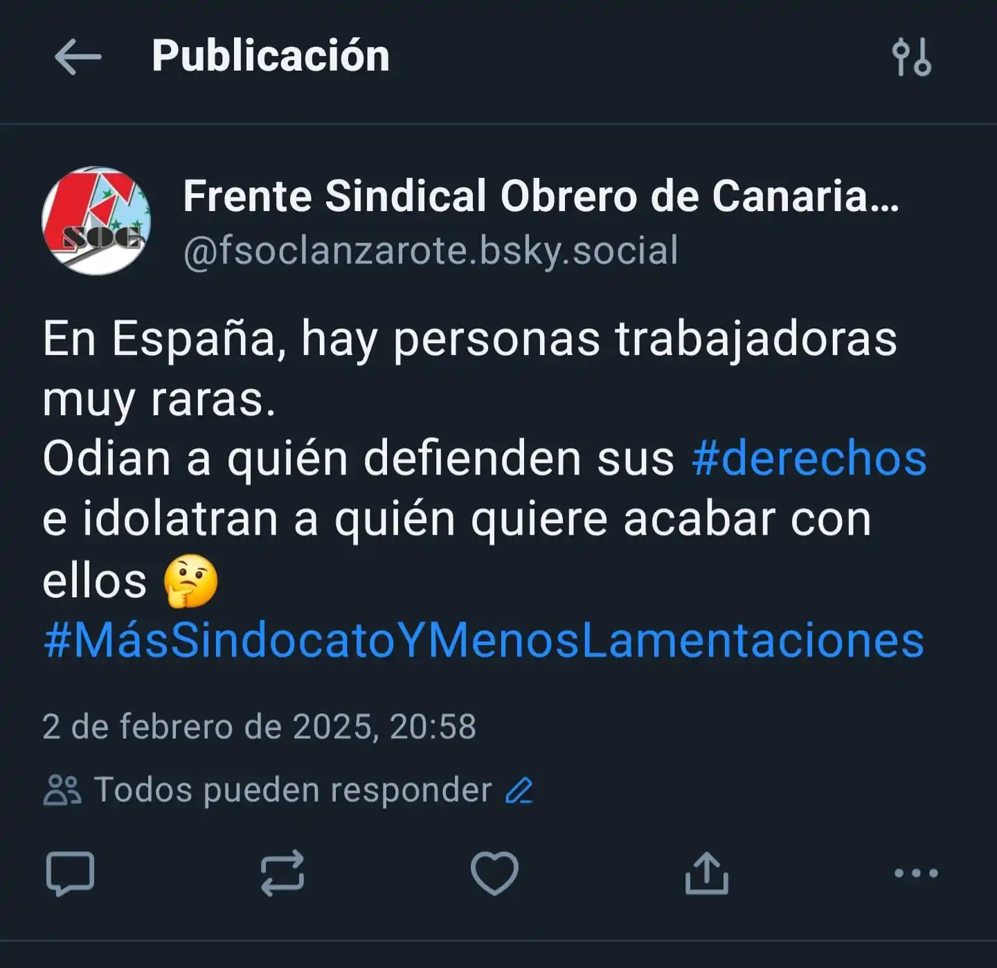 Frente Sindical Obrero de Canarias LANZAROTE post