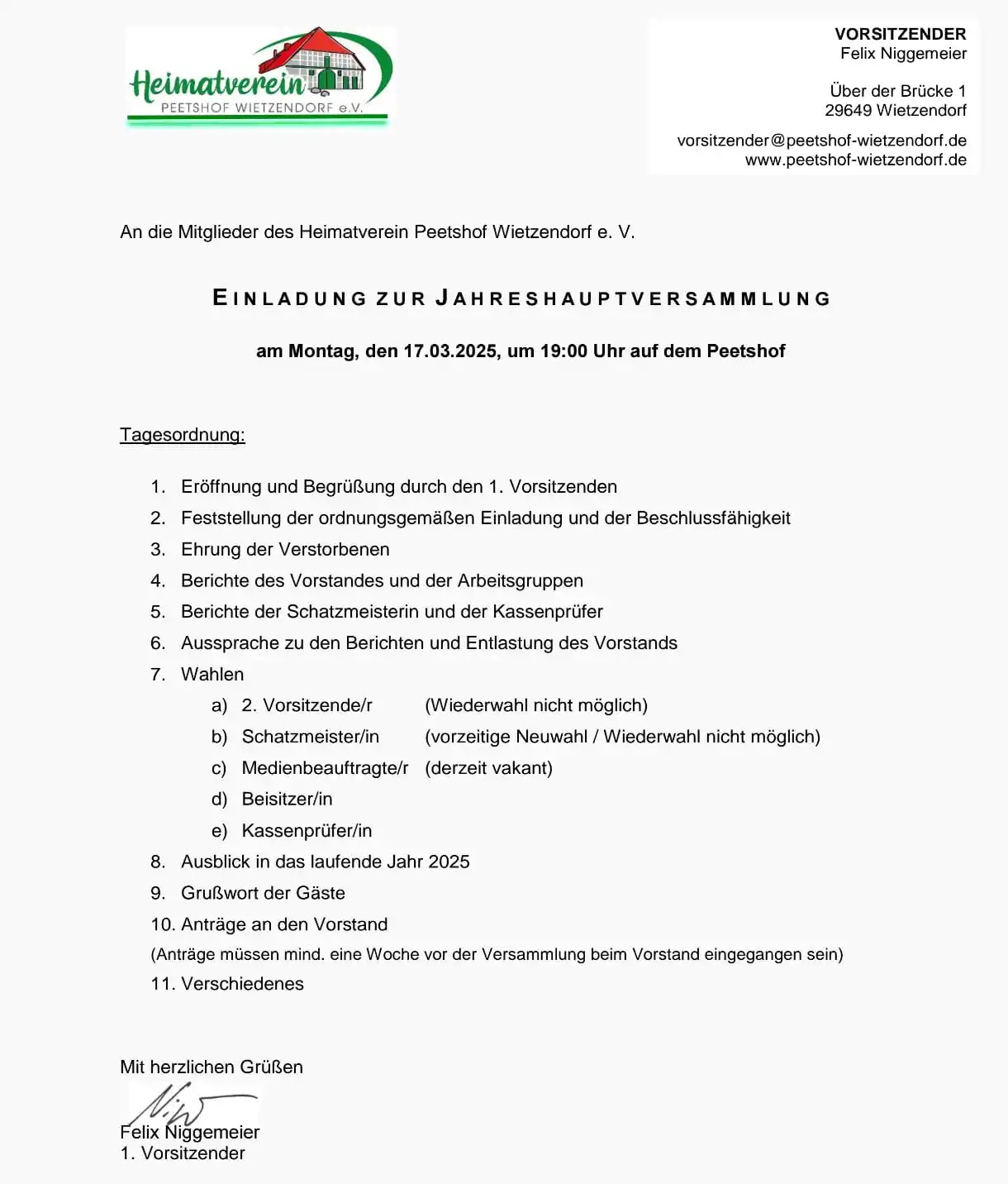 Heimatverein Peetshof Wietzendorf eV. post