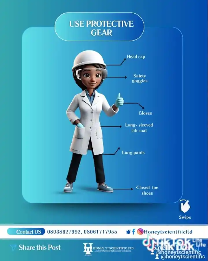 Image from Honey T Scientific Ltd: 1. Body Protection Coveralls and Lab Coats protect against chemicals, ...