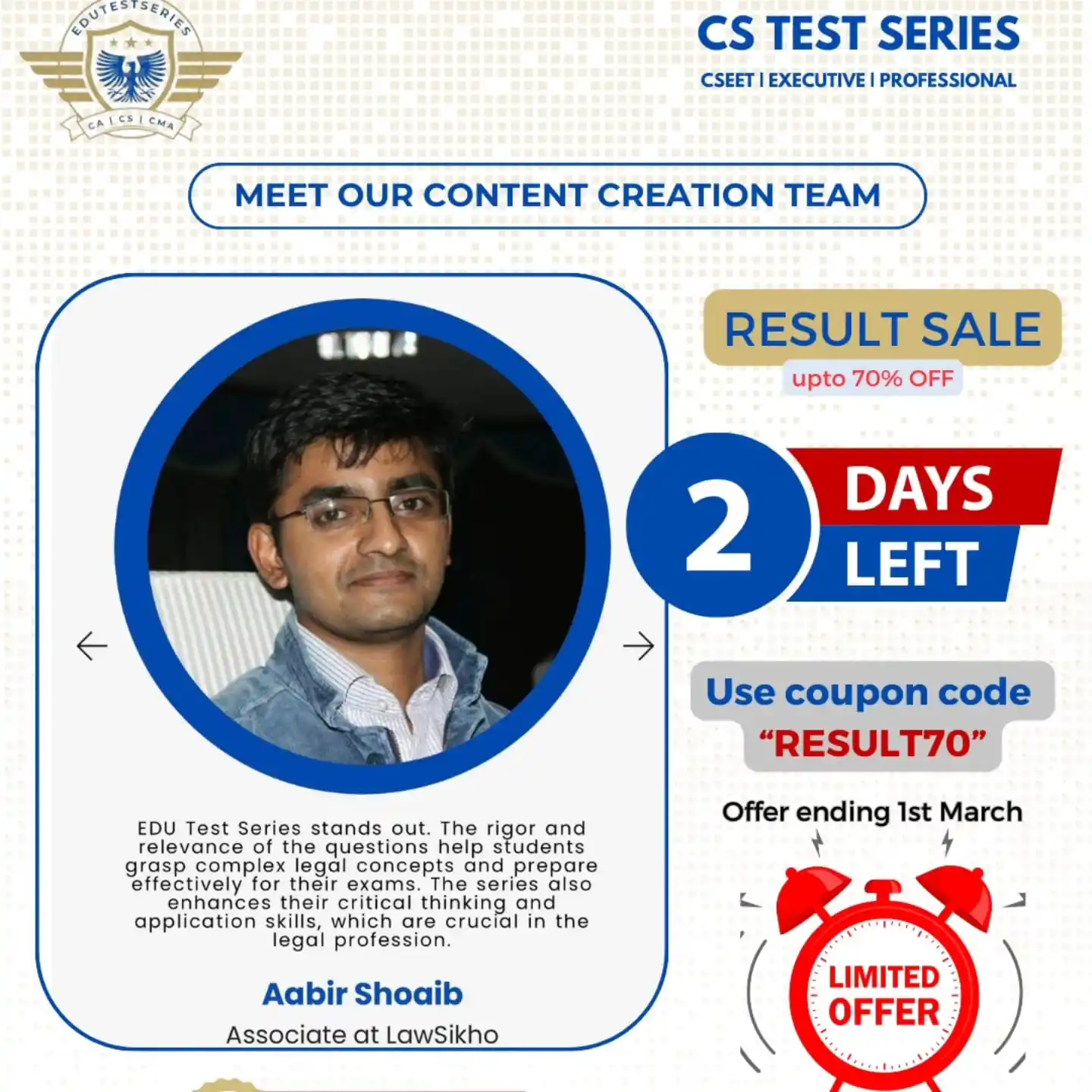 Image from ICMAI UPDATES: Edu Test Series - RESULT SALE (25th Feb - 1st Mar) 🗓️ ⌚ LAST 2 DAY...