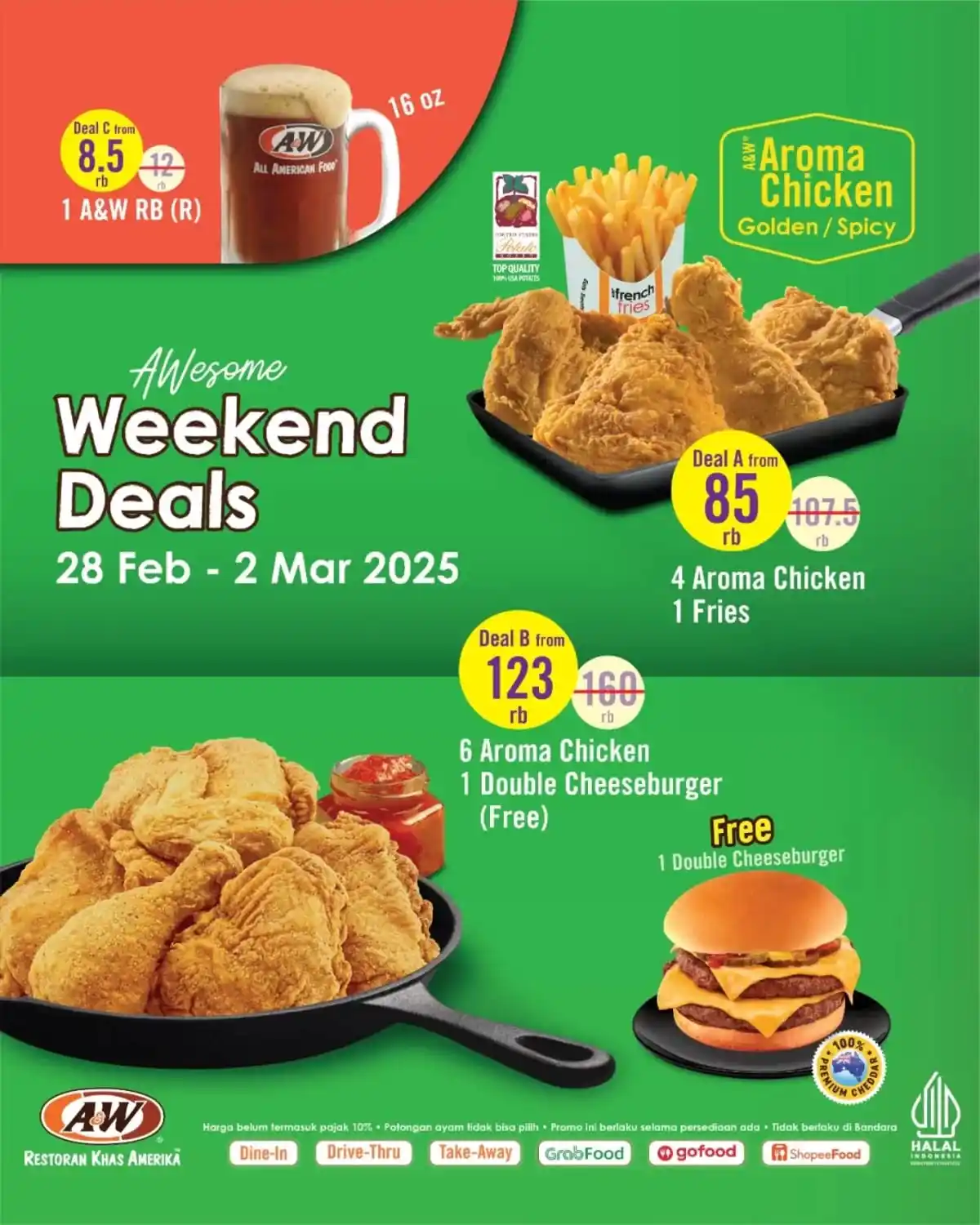 Image from KATALOGPROMOSI: 🔥 Promo A&W Weekend Deals hadir lagi buat nemenin weekend kamu! 🍗✨ C...