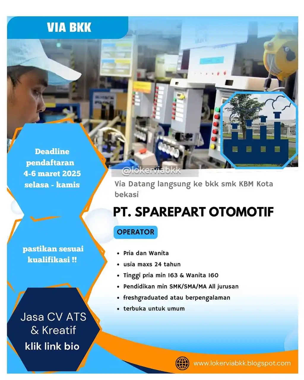 Image from Loker Jabodetabekkar: PT. SPAREPART OTOMOTIF WE ARE HIRING OPERATOR • Pria dan Wanita • us...