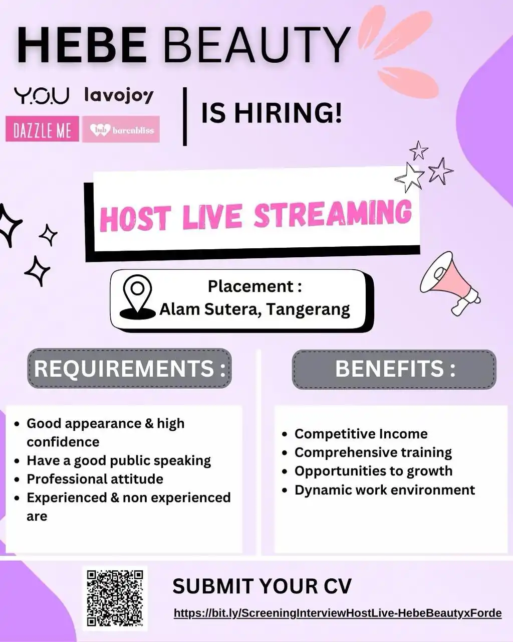 Image from Loker Jabodetabekkar: Halo, semuanya! We are Hiring for Host Live Streaming Bagi kamu yang t...