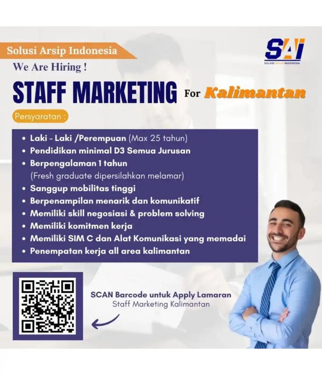 Image from Loker_Kalimantan_Selatan: Haii Sahabat Arsip ! We Are Hiring "Staf - Marketing" untuk wilayah K...