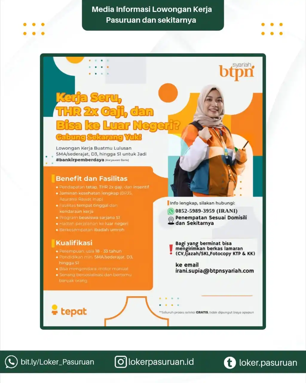 Image from Loker Pasuruan: Bank BTPN Syariah membuka lowongan pekerjaan sebagai Community Officer...