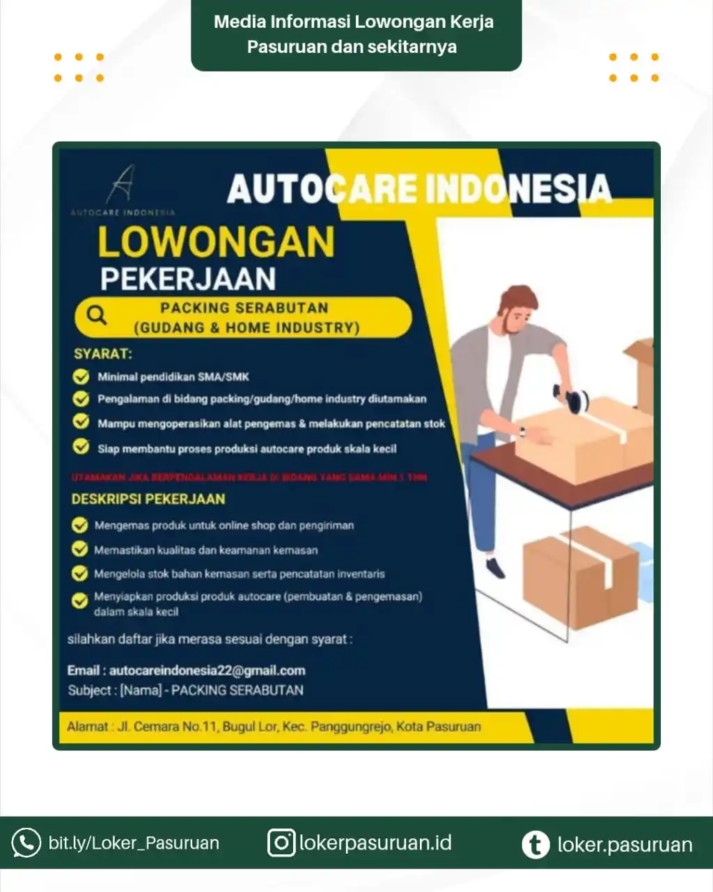 Image from Loker Pasuruan: LOWONGAN PEKERJAAN PACKING SERABUTAN (GUDANG & HOME INDUSTRY) SYARAT:...