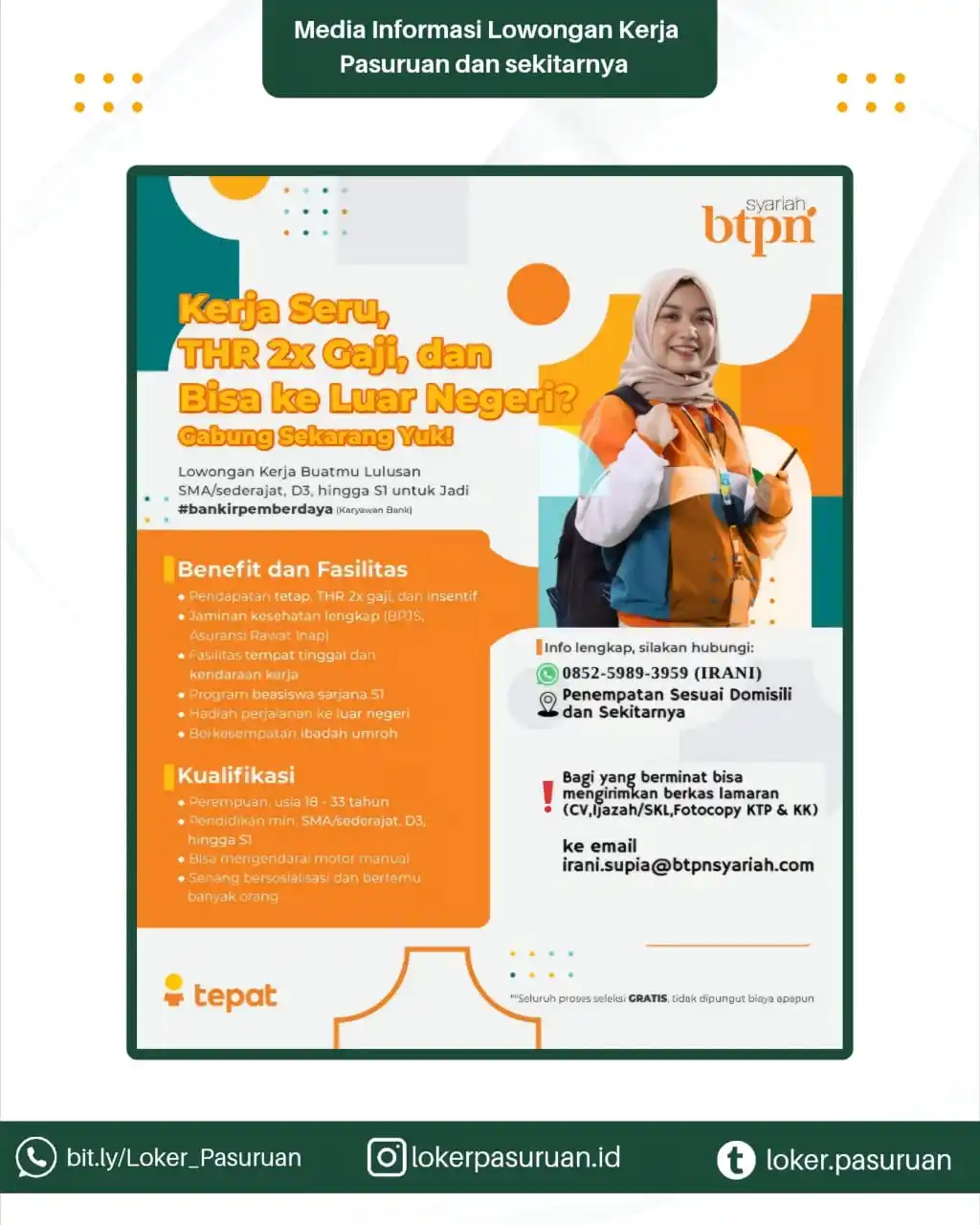 Image from Loker Pasuruan: Lowongan Kerja Buatmu Lulusan SMA/sederajat, D3, hingga S1 untuk Jadi ...