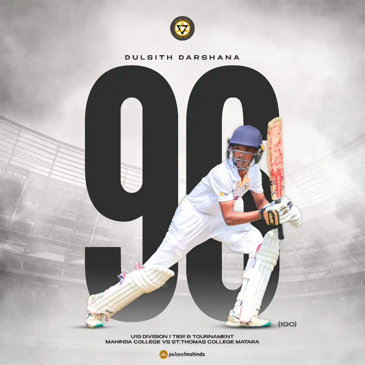 Image from Mahinda College: Dulsith Darshana delivers a gritty and determined performance in the U...