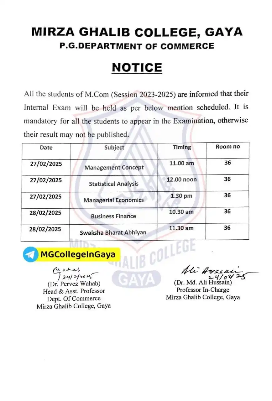 Mirza Ghalib College Info post