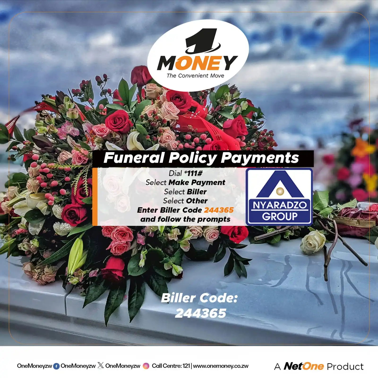 Image from NetOne Cellular Zimbabwe: 💳 Pay Your Nyaradzo Funeral Policy Easily with OneMoney!  Follow thes...