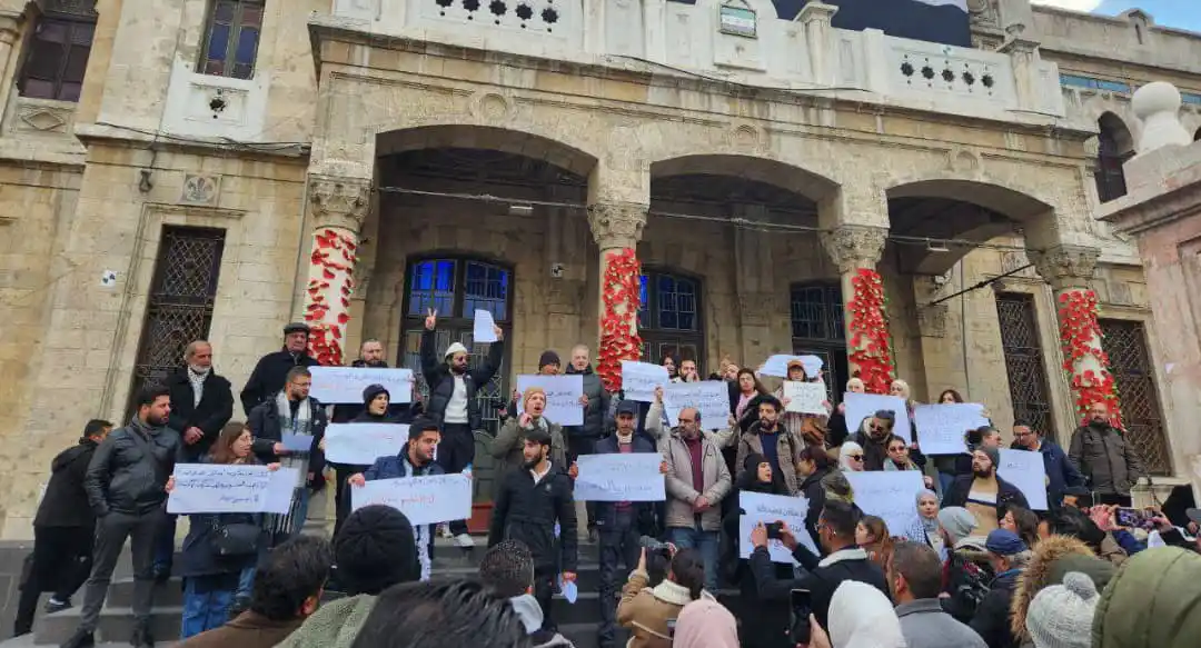 Image from وكالة ستيب نيوز - Step News Agency: 📌 وقفة احتجاجية في دمشق  - الحجاز  على دخول الصحفي الإسرائيلي إيتاي ا...