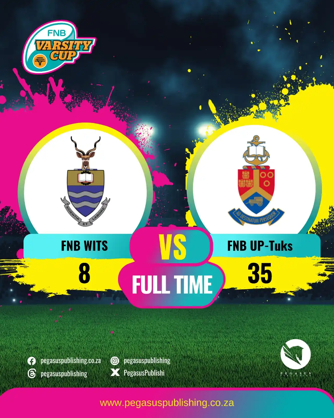 Image from Pegasus Publishing: 𝗥𝗘𝗦𝗨𝗟𝗧𝗦 𝗜 FNB WITS vs FNB UP-Tuks <a class="text-blue-500 hov...