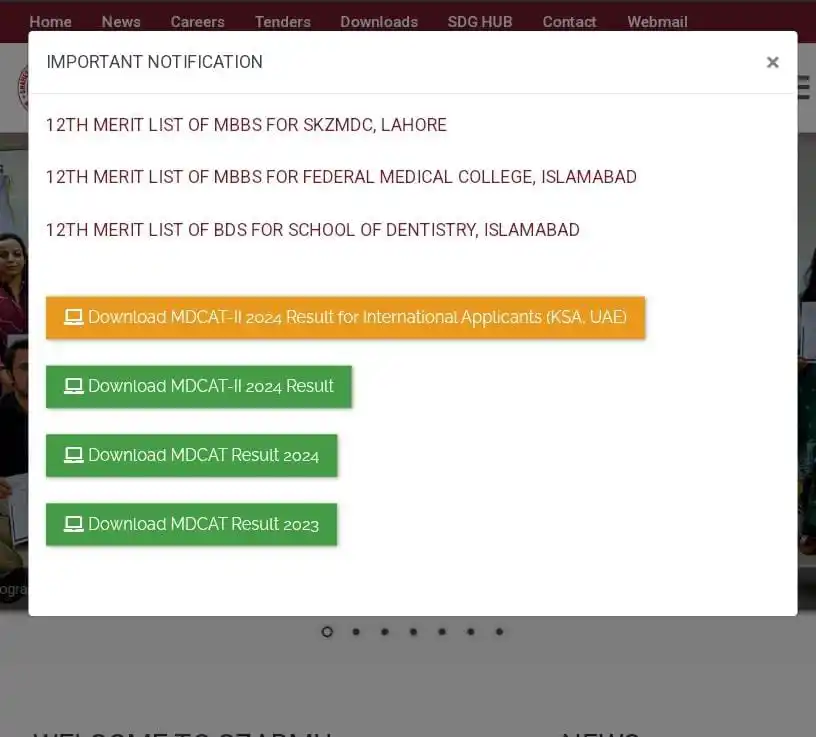 Image from 🌸 𝐏𝐢𝐑 Ĥ𝐀𝐌ᶻ𝔞 ➡ KMU ツ🌸: ⬛ _SZABMU, Islamabad has released 12th merit lists for FMDC, Islamabad...