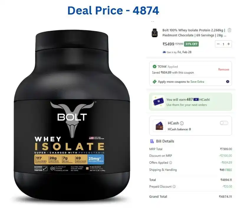 Image from Protein Pundit Deal Zone: 🔥Loot Deal🔥 Bolt 100% Whey Isolate Protein 2.268kg...