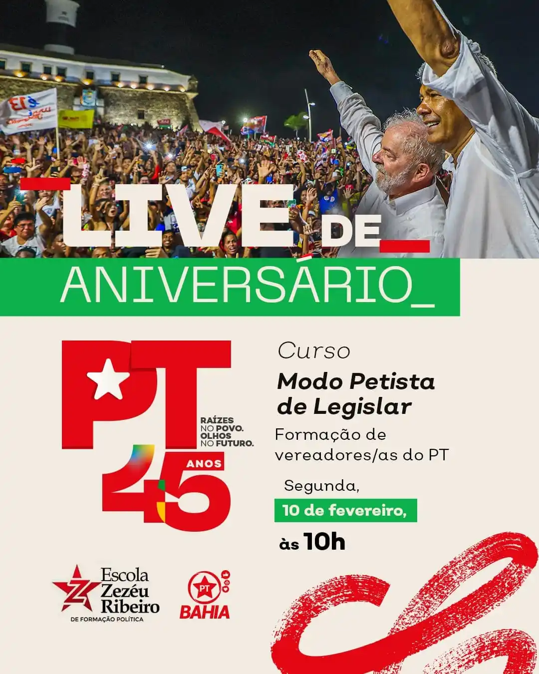 Image from PT Bahia ⭐🚩: Nesta segunda, dia 10, o PT comemora mais um ano de conquistas. *São 4...