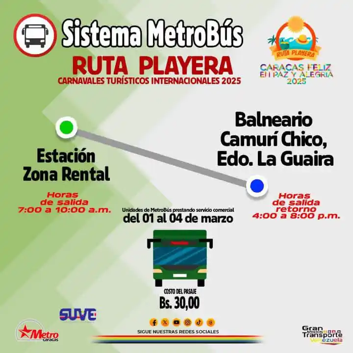 Image from Reporteros Ferroviarios 🚉: *¡El metrobús playero te lleva al estado La Guaira!* Por tan solo 30,...