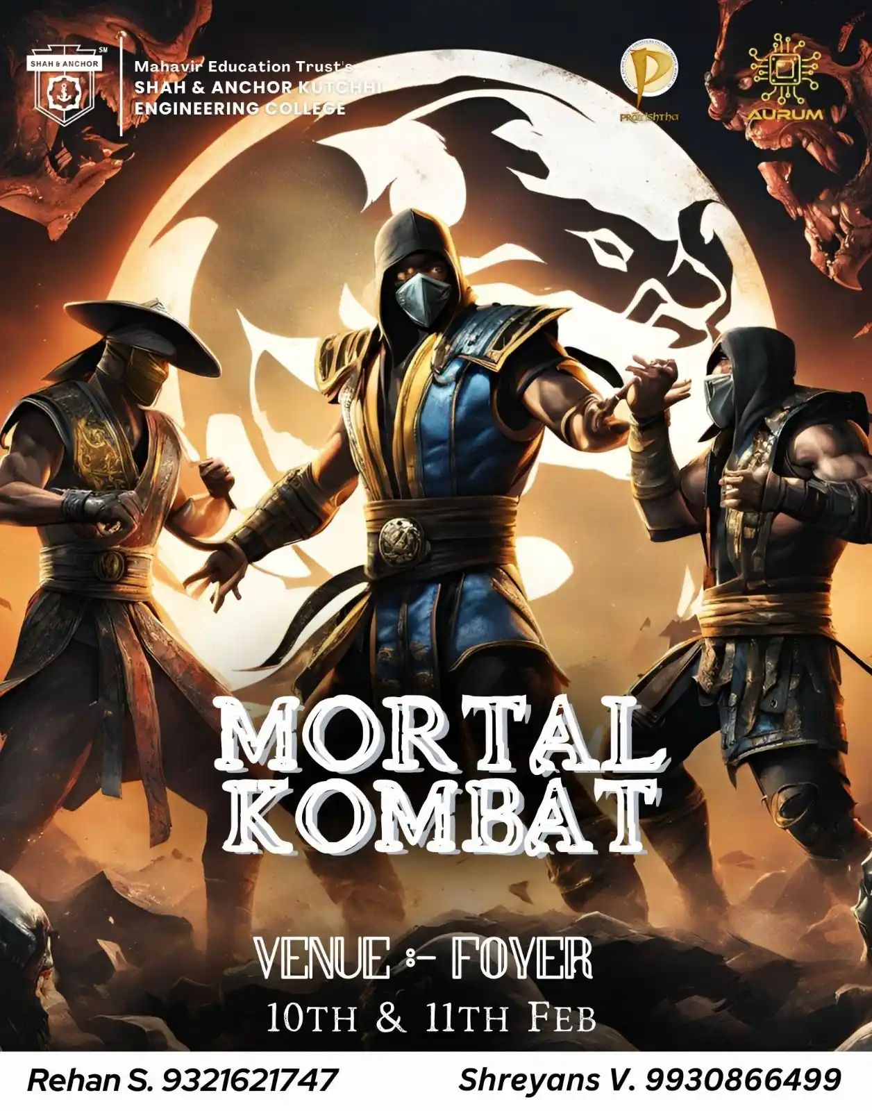Image from SAKEC Pratishtha 2024-25✨: 🔥 Pratishtha 2025 🔥 🎭 AURUM presents: MORTAL KOMBAT ⚔️ 📅 Date: 10t...
