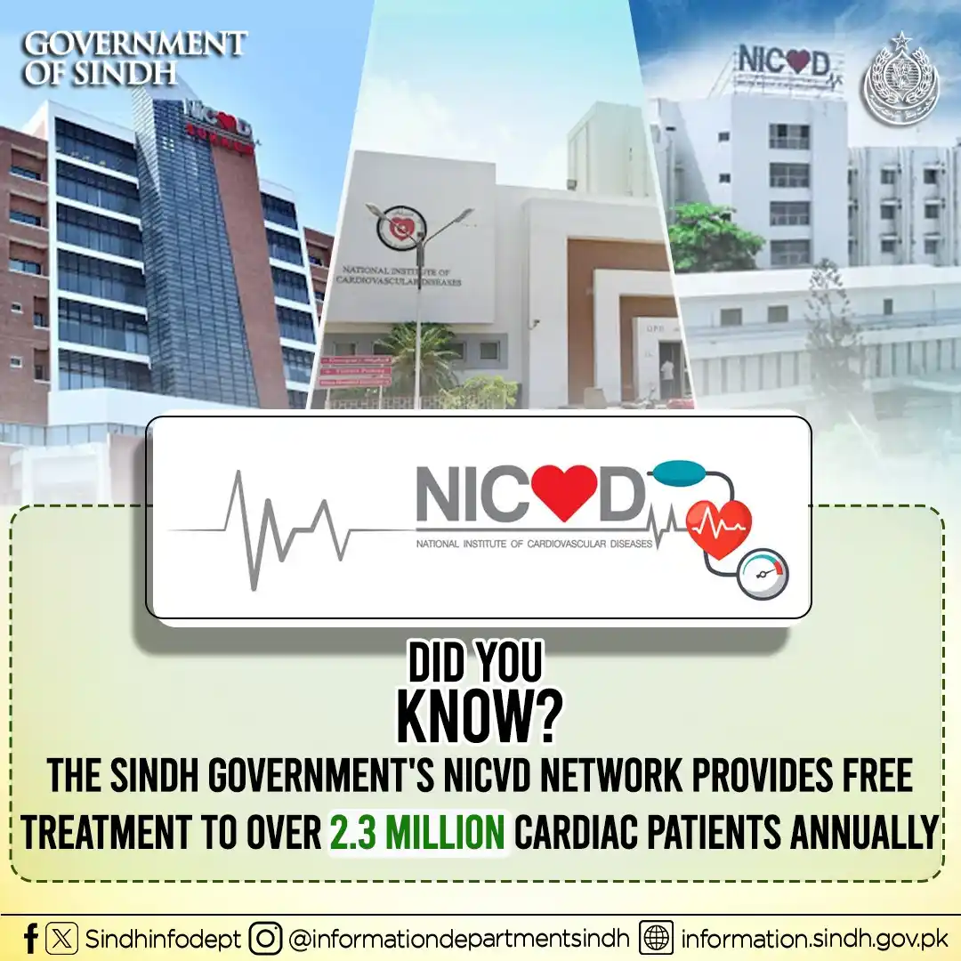 Image from Sindh Information Department : The Sindh government's NICVD network provides free treatment to over 2...
