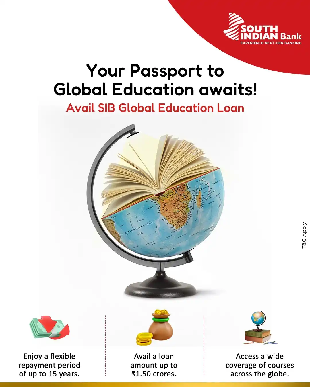 Image from South Indian Bank: Your global education journey starts here! Fund your dreams with the S...
