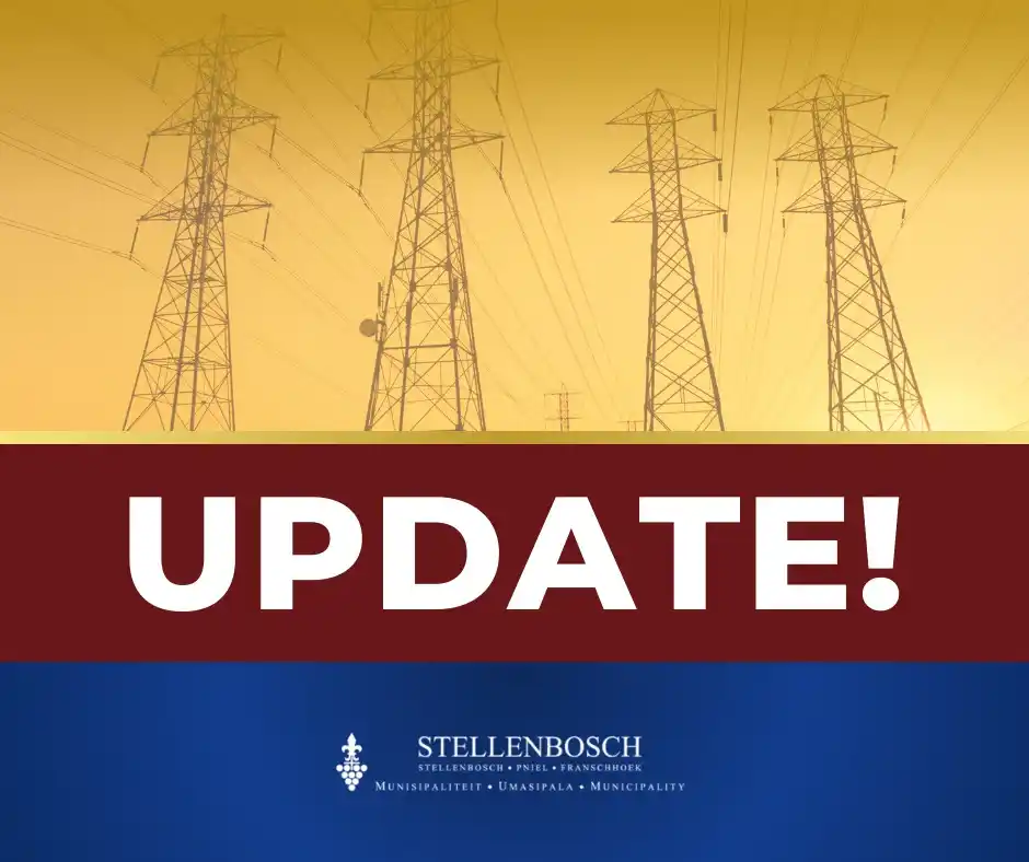 Image from Stellenbosch Municipality: *LOAD SHEDDING REMINDER: STELLENBOSCH MUNICIPALITY* ⚡ Stellenbosch Mu...