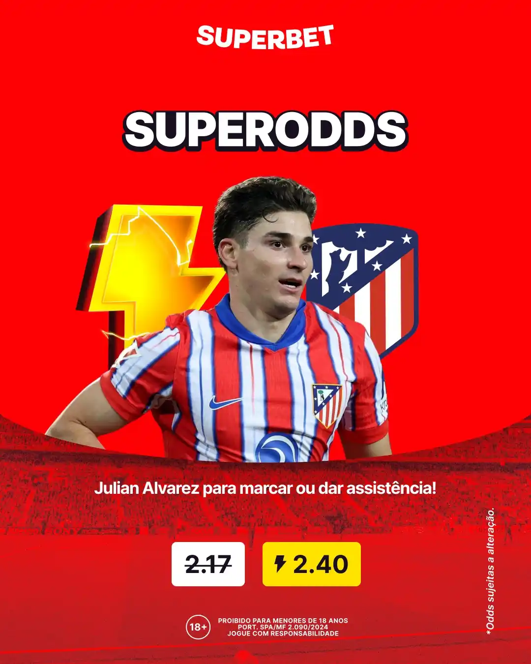 Image from Superbet Brasil 🇧🇷 : Julian Alvarez marca ou dá assistência? 🤔 Tem SUPERODDS pro craque n...