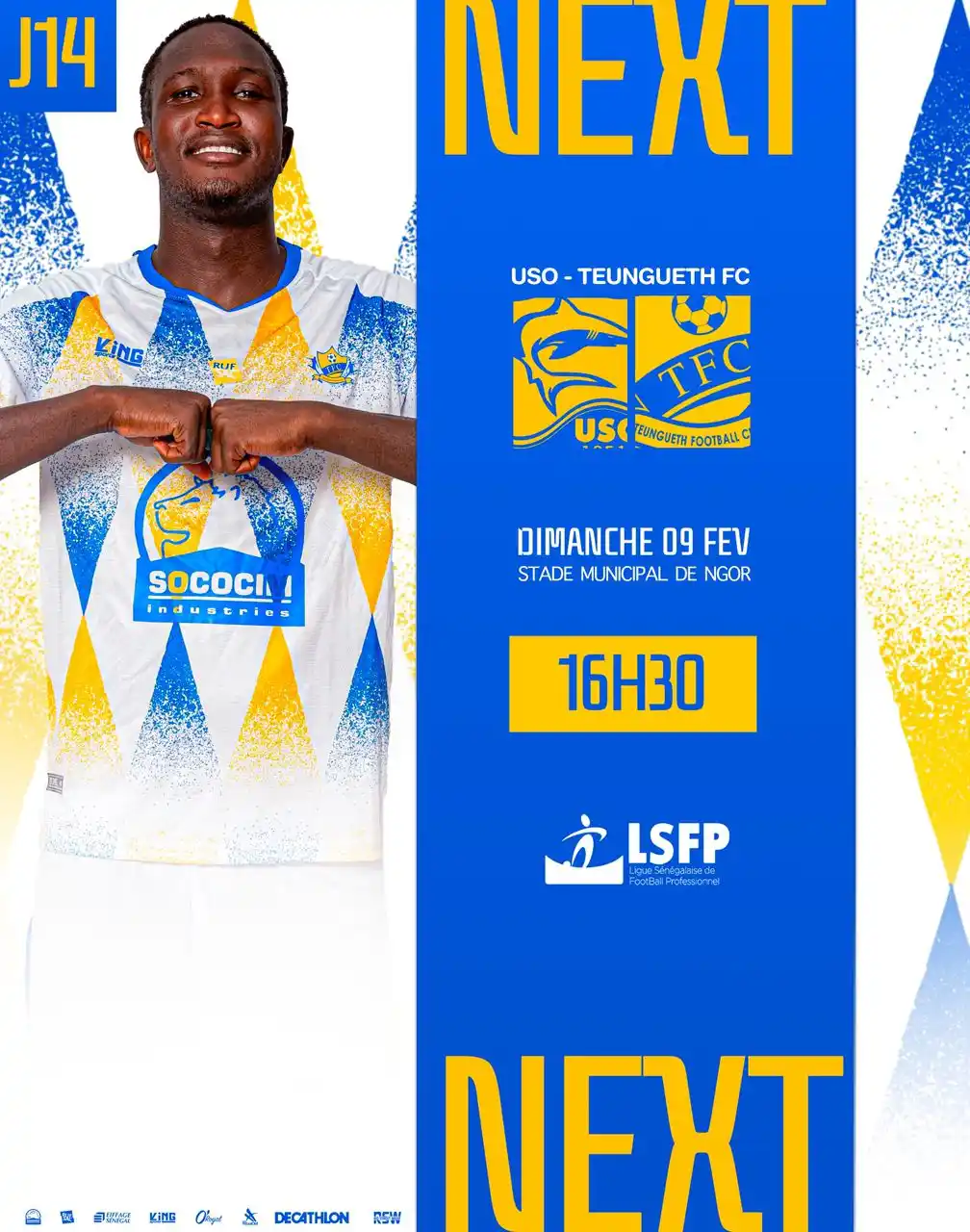 Image from Teungueth FC : 🏁Prochain match | 14e journée Ligue 1 🆚 @us_ouakam ⌚️16h30 <a c...