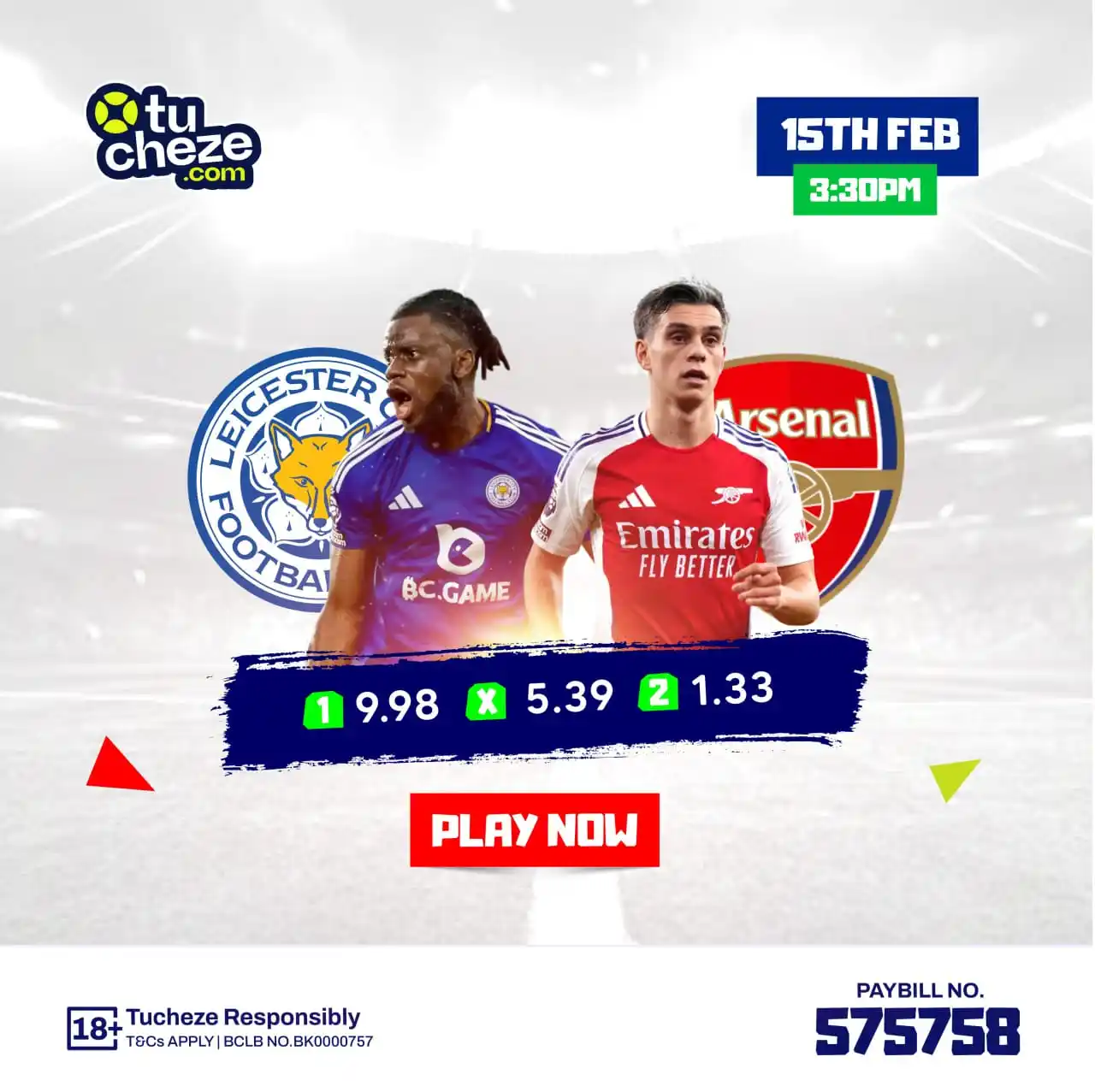 Image from Tucheze.com: Leicester City 🆚 Arsenal  Arsenal have secured 6 wins against Leicest...