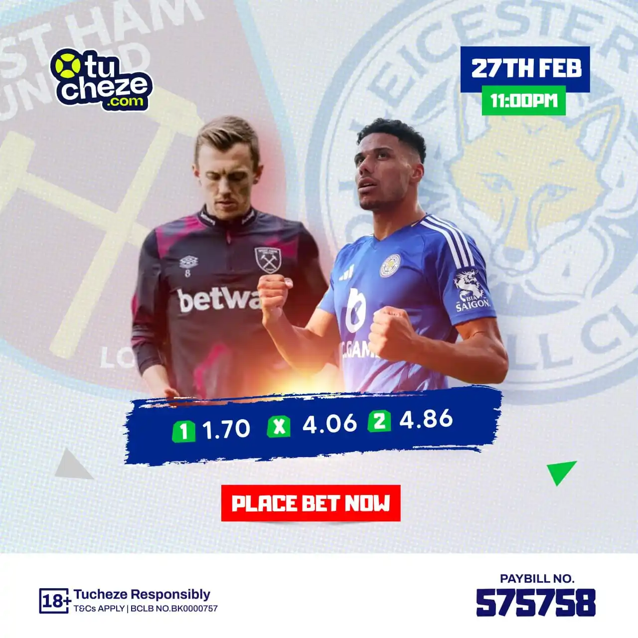 Image from Tucheze.com: West Ham 🆚 Leicester City In 8 of their most recent away matches acr...