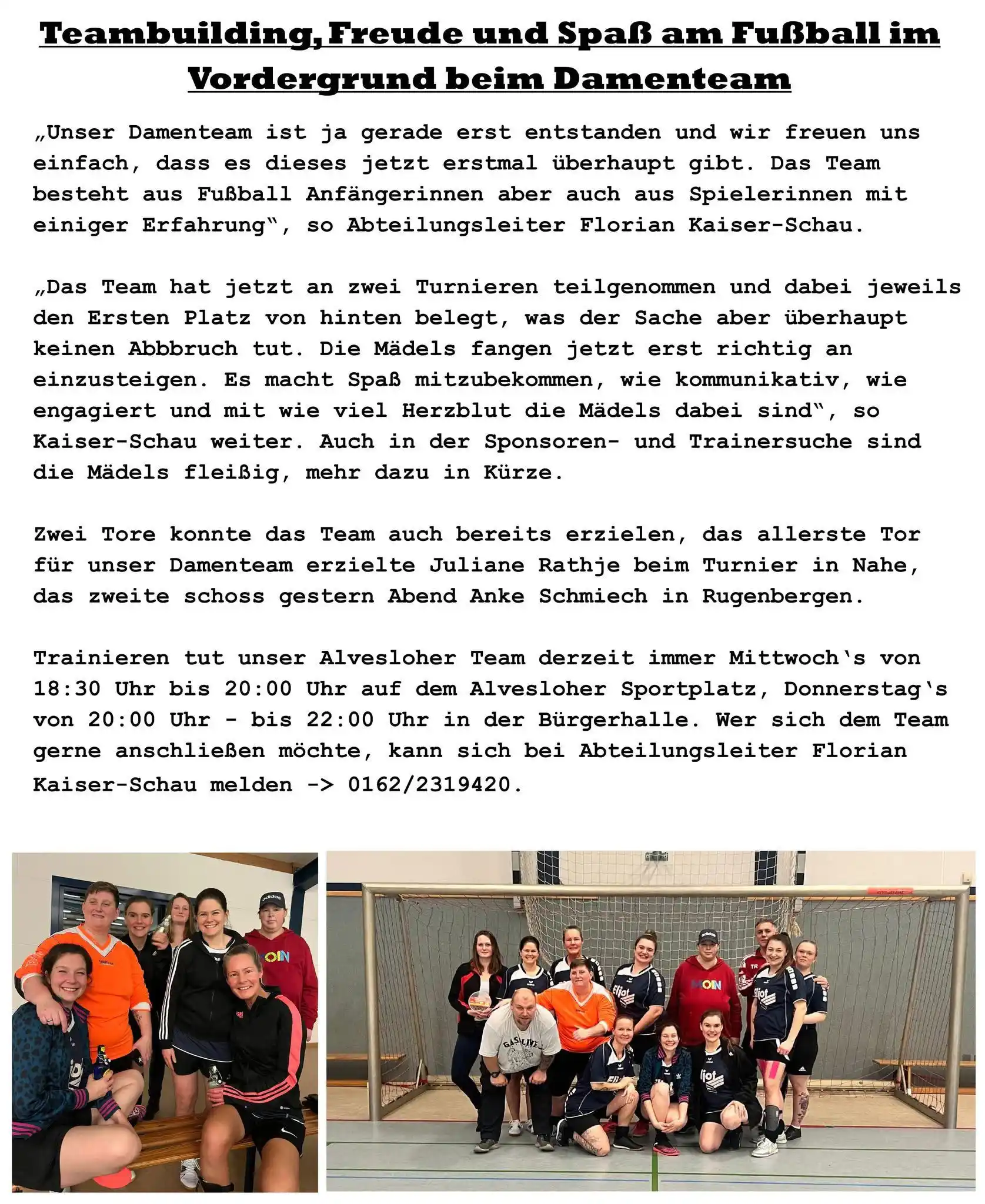Image from TuS Teutonia Alveslohe Fußball ⚽️ Herren / Damen: 🔷♦️ Der TuS von 1913 ♦️🔷 💢 Teambuildung Priorität beim Damenteam �...