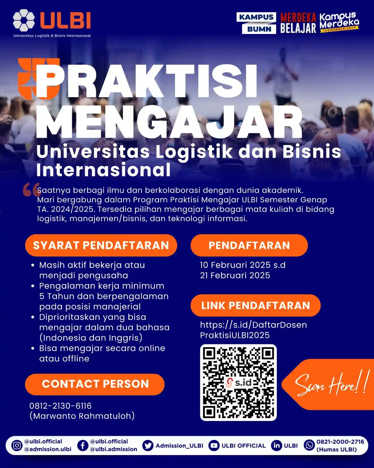 Image from ULBI #kampusBUMN: Praktisi Mengajar Universitas Logistik dan Bisnis Internasional (ULBI)...