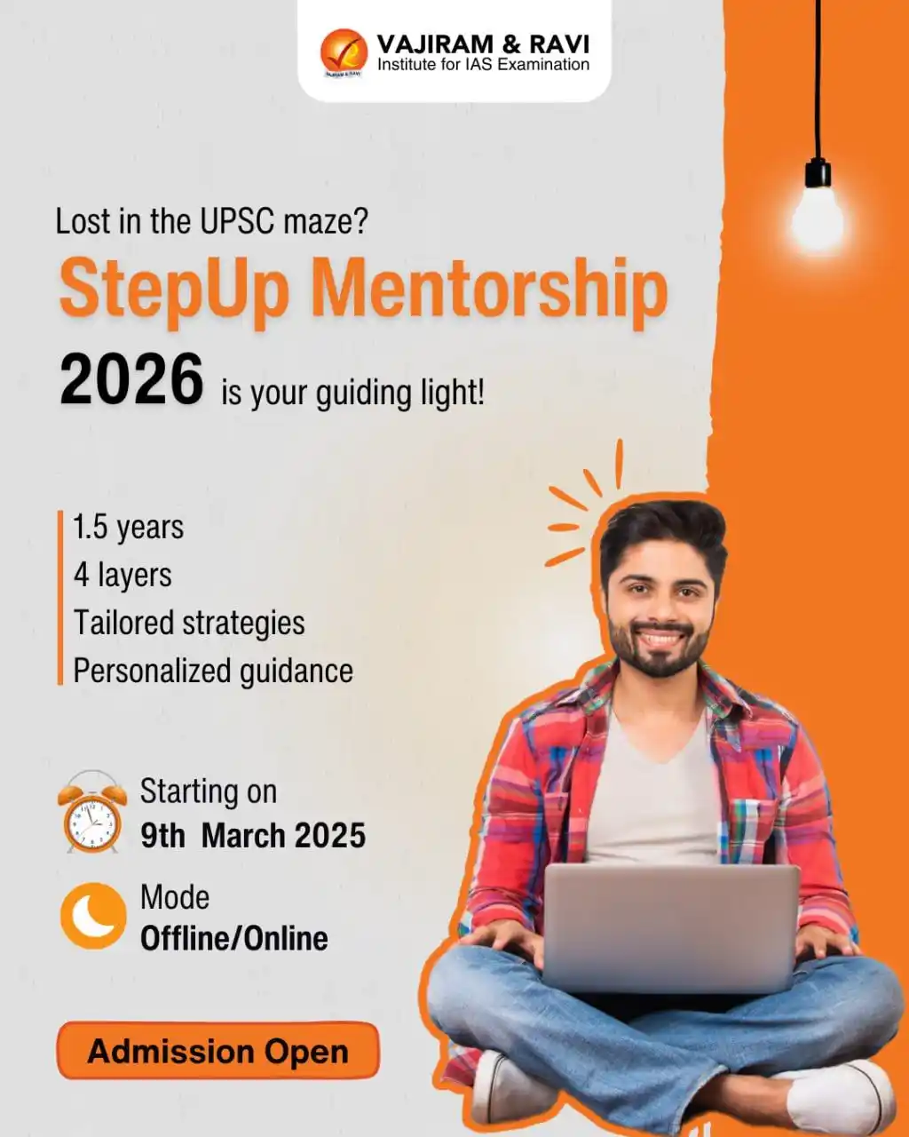 Image from Vajiram & Ravi - An Institute For IAS Examination: StepUp Mentorship 2026 is a 1.5 year long, four-layered UPSC mentorshi...