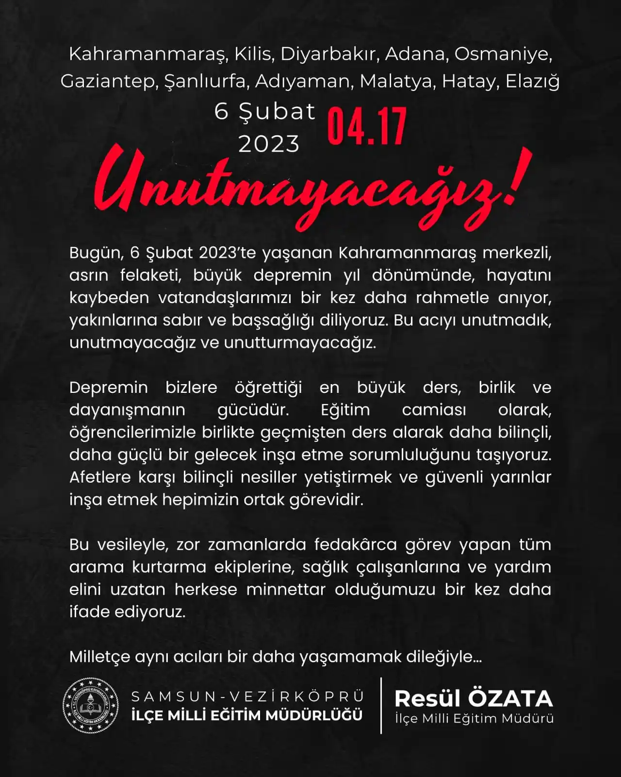Vezirköprü İlçe Milli Eğitim Müdürlüğü post