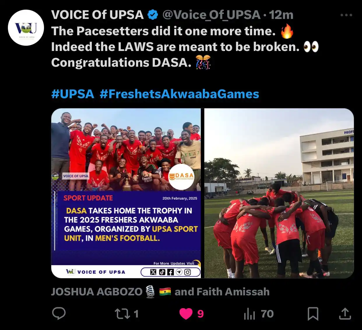 Image from VOICE_Of_UPSA : *Repeat after me, the PACESETTERS. 🔥🔥😂* https://x.com/voice_of_ups...
