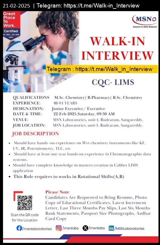 Walk-In Interview Jobs & Careers post