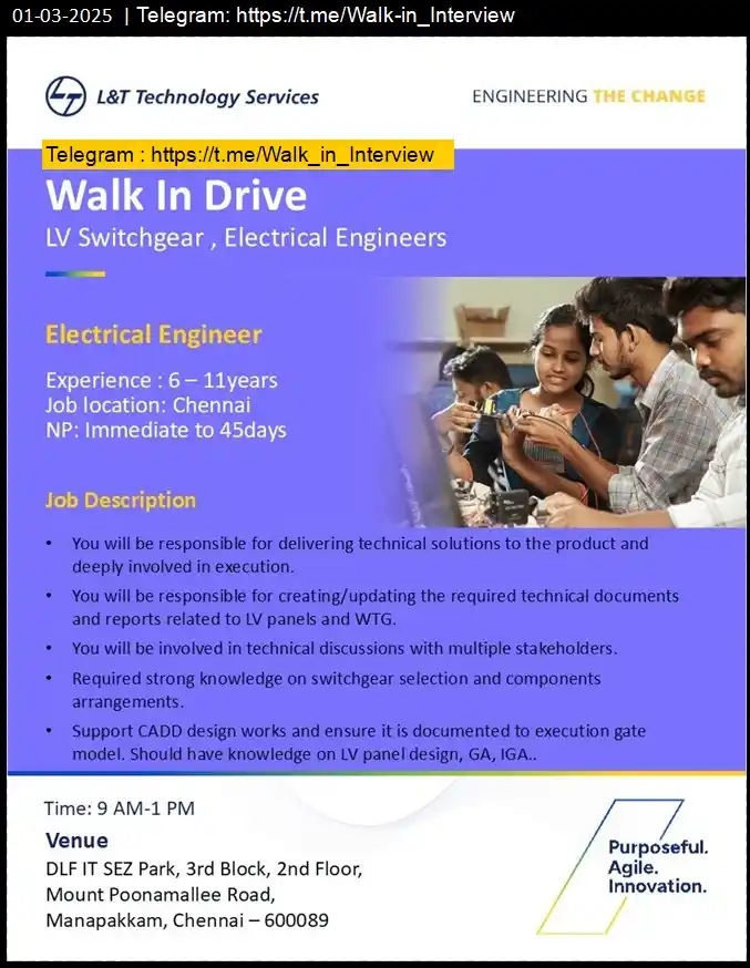 Image from Walk-In Interview Jobs & Careers: 💥Hiring Job Alert 💥 L&T Technology Services is hosting a hashtag<a...