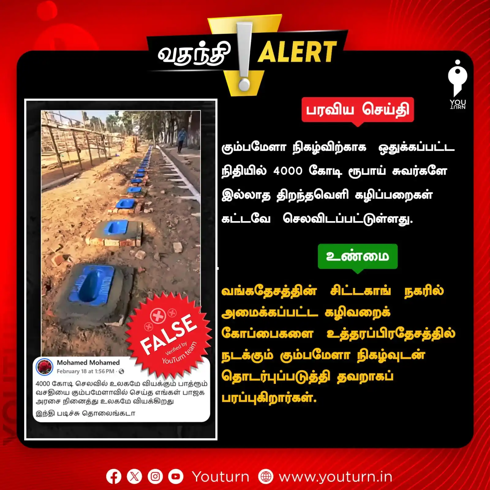 Image from YouTurn: கும்பமேளாவிற்காக 4000 கோடி செலவில் சுவர்கள் இல்லாத கழிவறைகள் கட்டப்பட்...