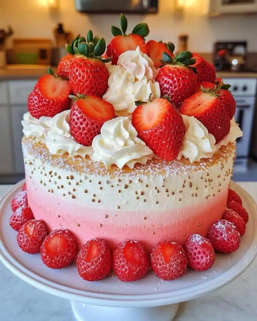 Image from MAMA VEE OFFICIAL 🇿🇼: Vanilla Strawberry Ombre Cake: A Layered Delight Ingredients: For th...