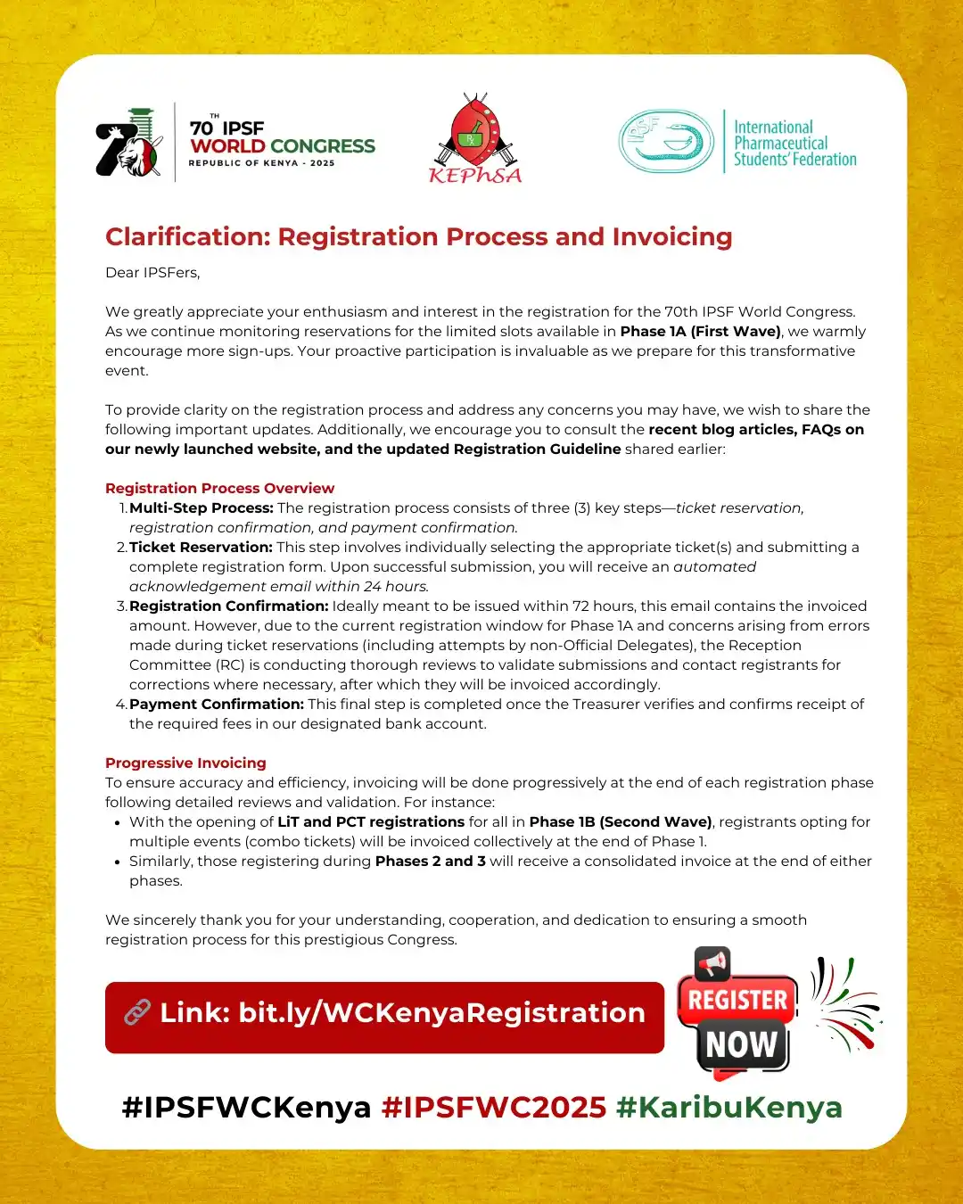 70th IPSF World Congress 2025 🇰🇪 post