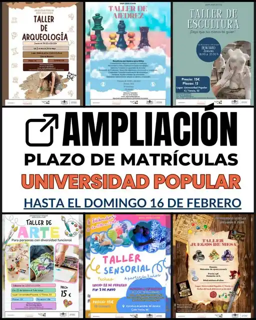 Image from Agenda y eventos del Ayuntamiento de Argamasilla de Alba: 📢 ¡ATENCIÓN! *AMPLIADO EL PLAZO DE MATRÍCULAS* 🎨🎭📚 Si aún no te ha...