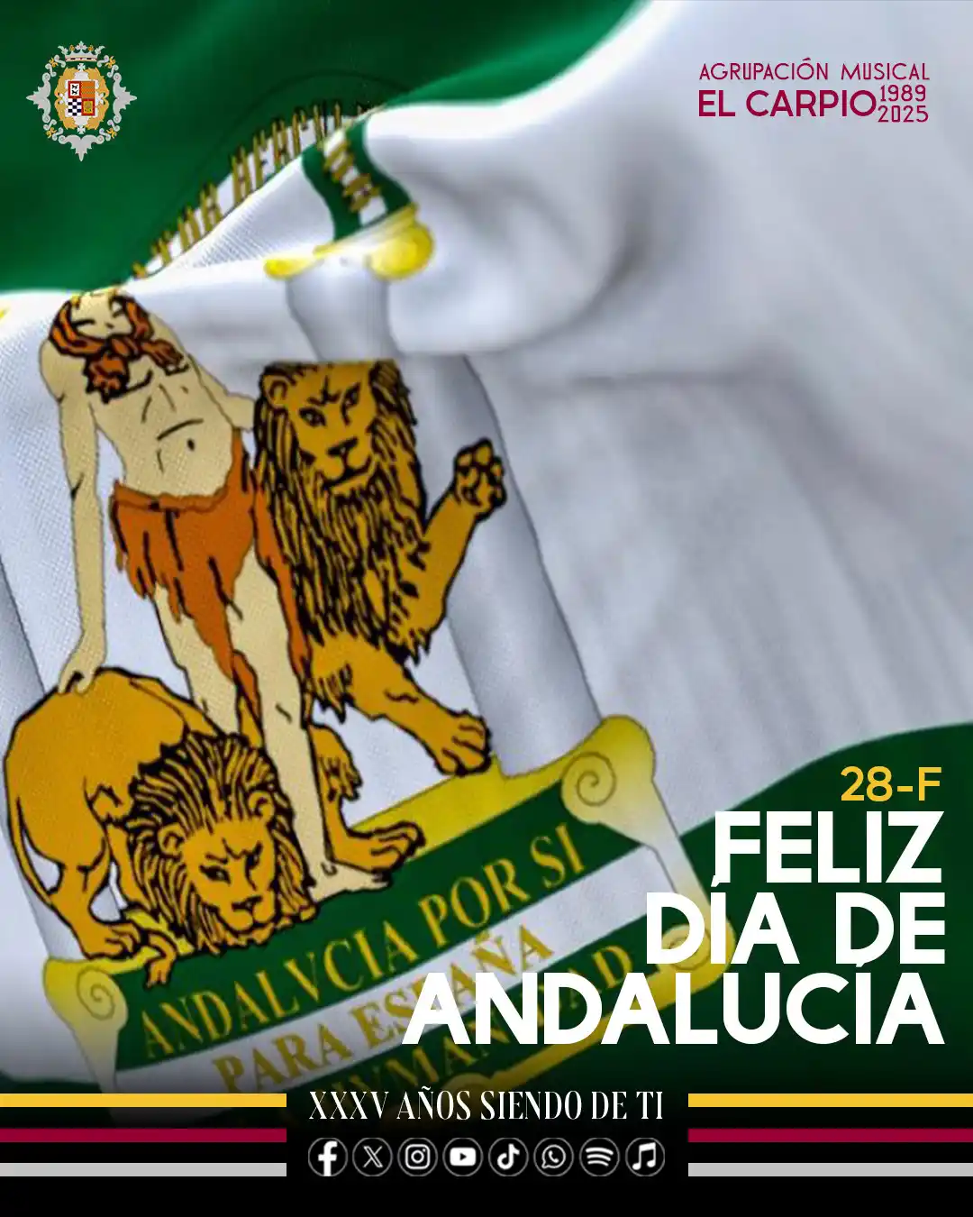 Image from Agrupación Musical El Carpio: 🟢⚪🟢 La bandera blanca y verde vuelve, tras siglos de guerra, a decir...