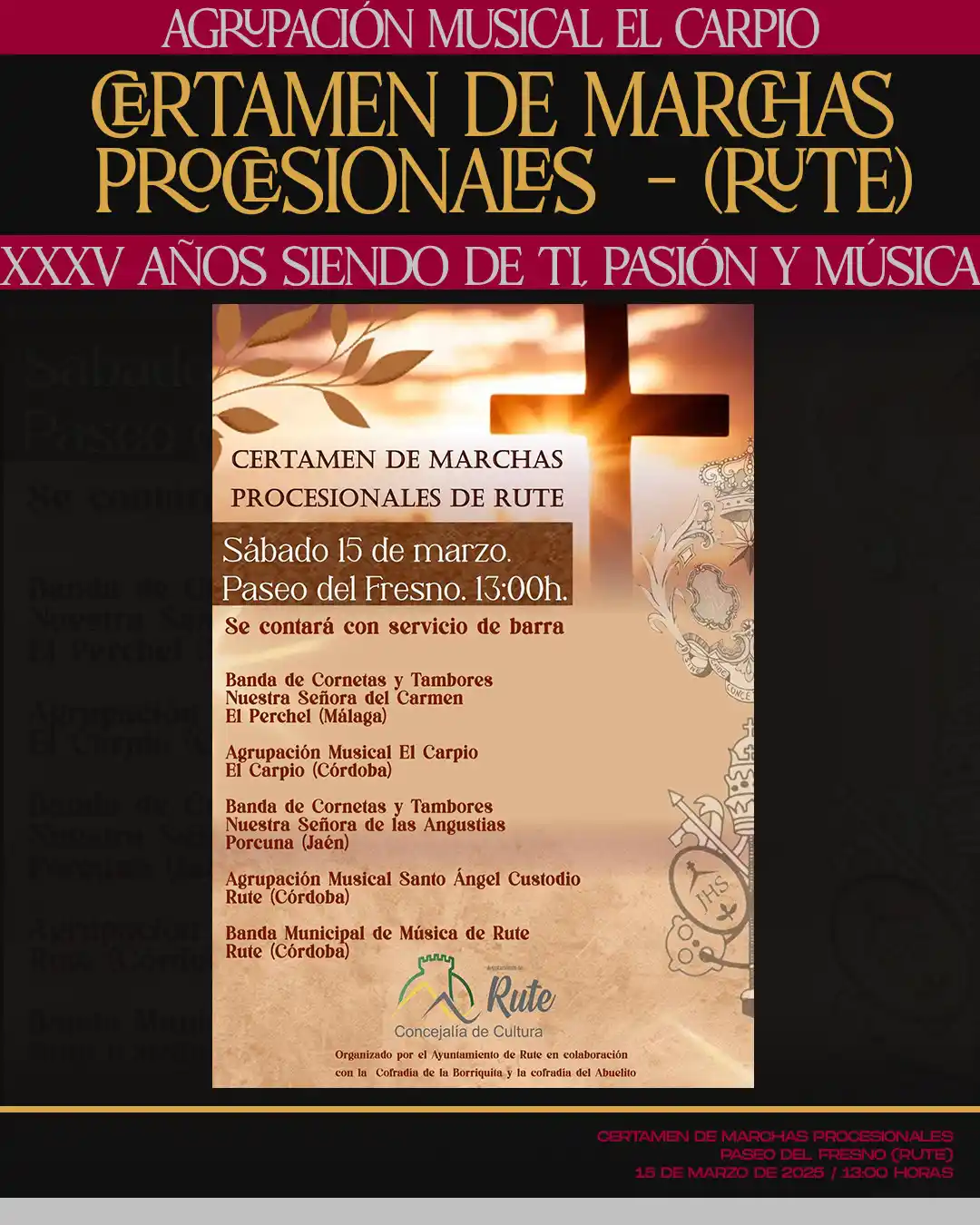 Image from Agrupación Musical El Carpio: 🗓️ | 𝐀𝐠𝐞𝐧𝐝𝐚 | 🧐 El próximo 15 de Marzo nos desplazaremos has...
