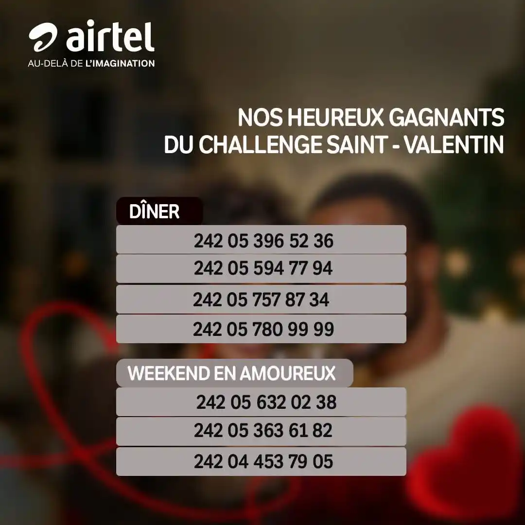 Image from Airtel Congo B: Félicitations à nos heureux gagnants, ils ont activé le forfait double...