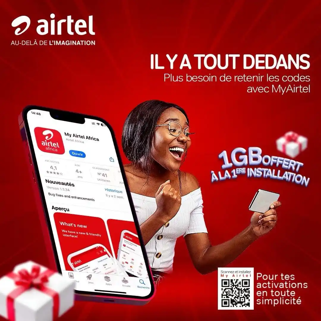 Image from Airtel Congo B: 🎉 Facilite-toi la vie avec l'application MyAirtel ! 🎉 Tu en as asse...