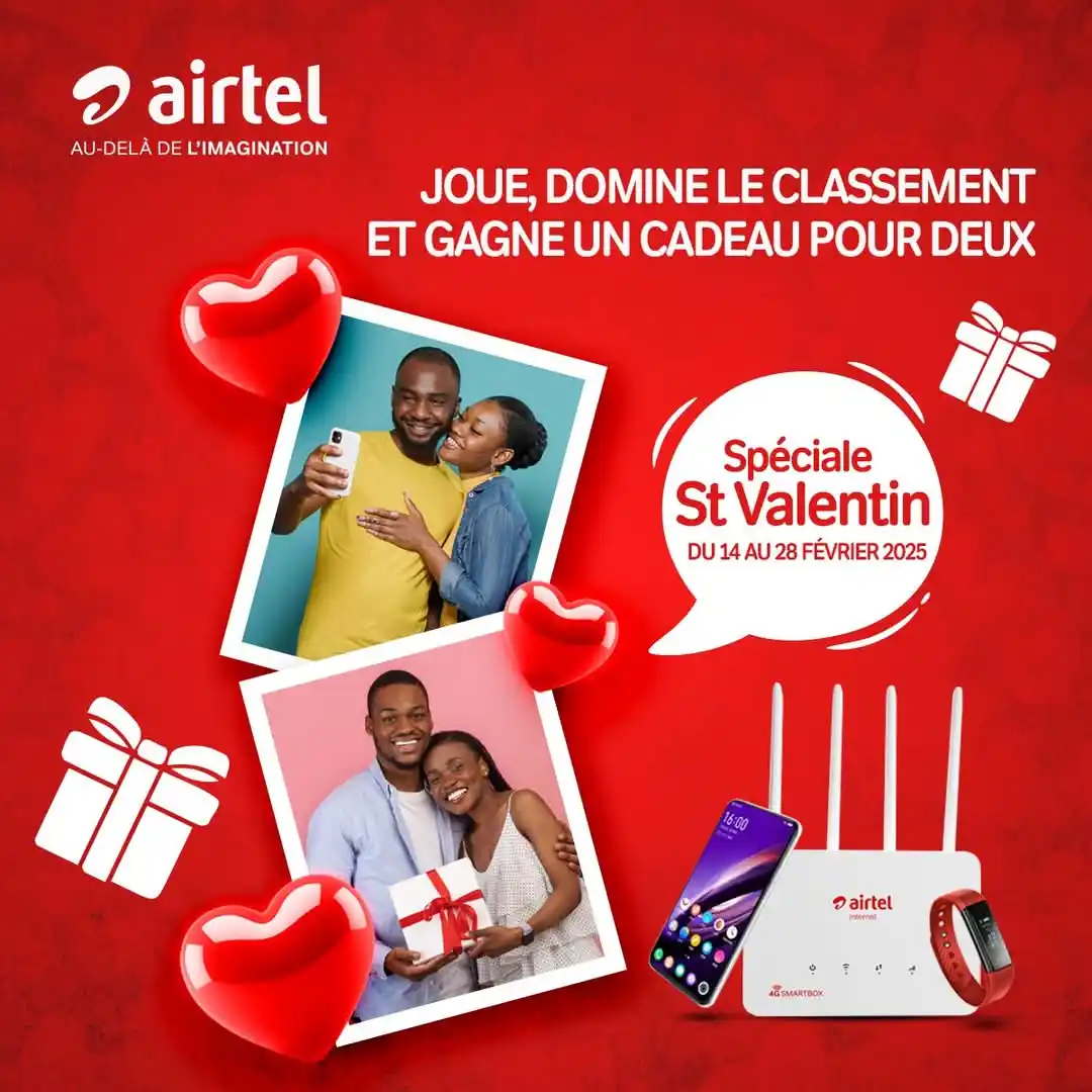 Image from Airtel Congo B: 💘 Du 12 au 28 février, fais le plein de coeurs et fonce vers la victo...