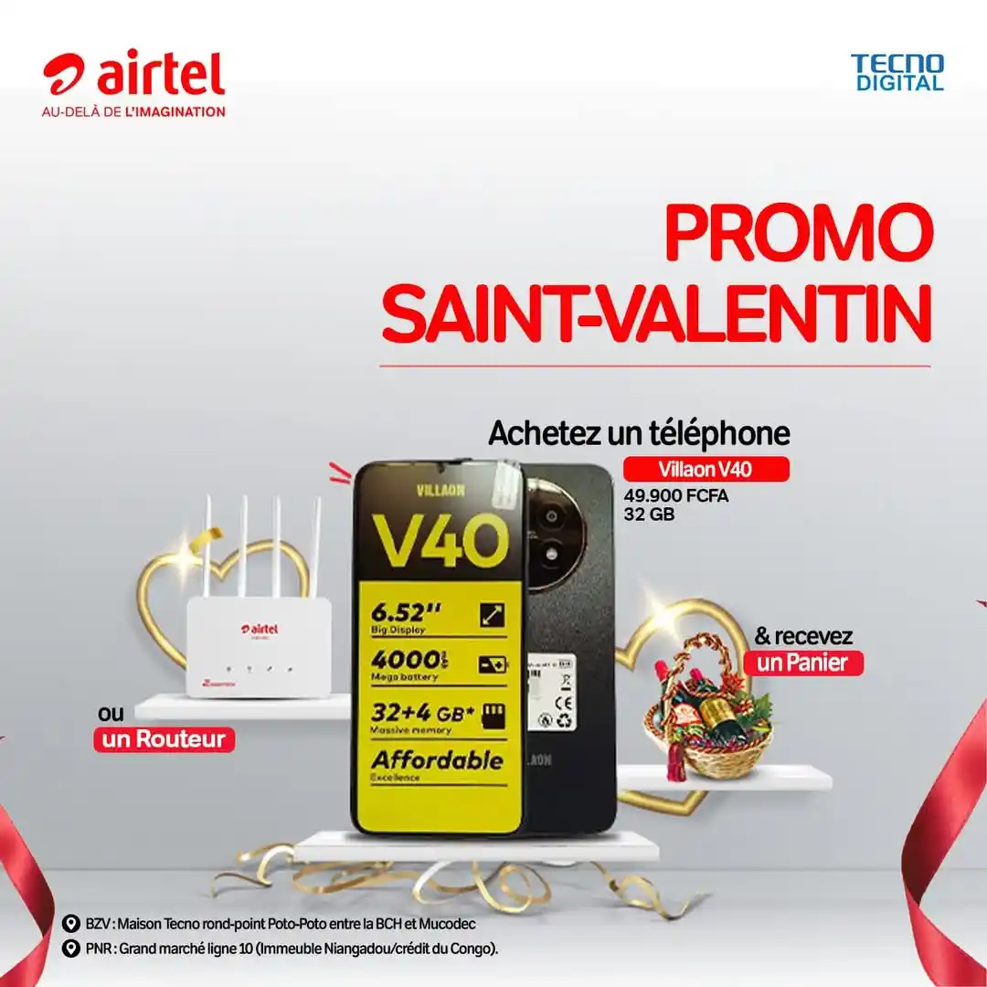 Image from Airtel Congo B: ❤️ SAINT-VALENTIN AVEC AIRTEL & TECNO DIGITAL ! 🎁📱 Offrez le cadeau...