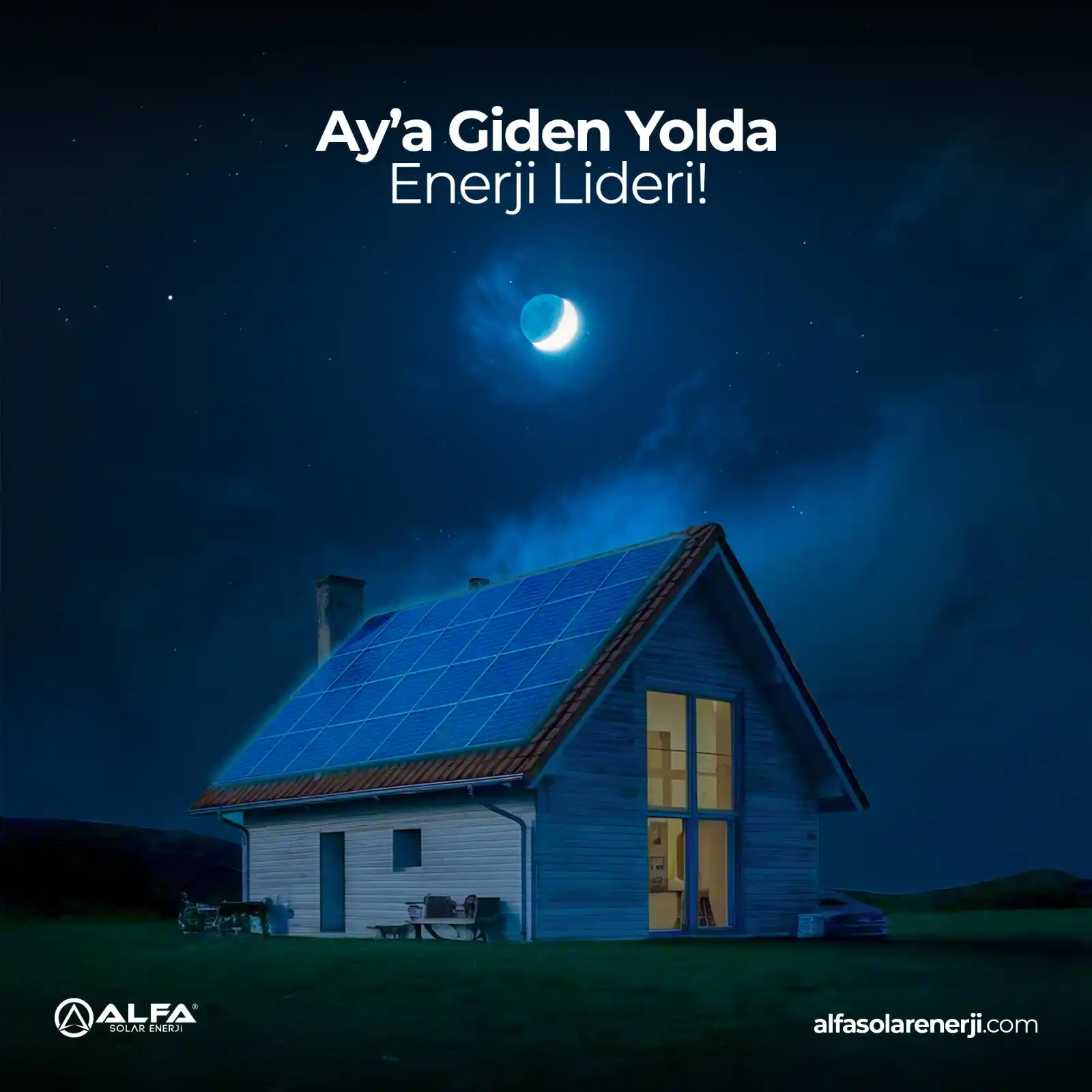 Image from Alfa Solar : 🌙 Ay’a giden yolda enerji bizden! 💙 ☀️ Alfa Solar Enerji ile doğanı...