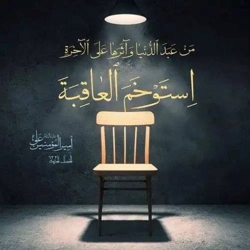 Image from الشيخ حسين الزين العاملي: من عبد الدنيا وآثرها على الآخرة، استوخم العاقبة. [الخصال : 632 / 10 و ...