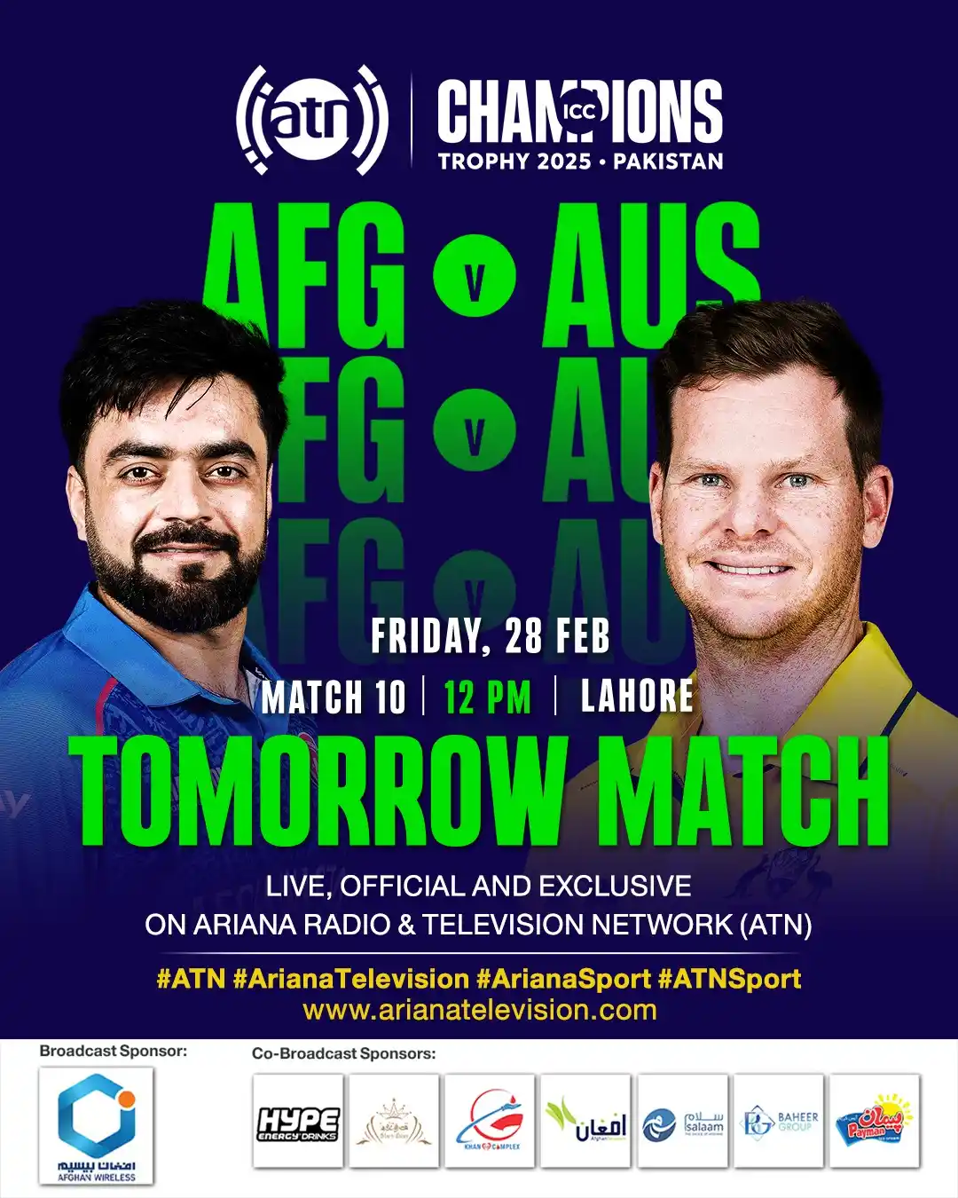 Image from Ariana Television : ICC Champions Trophy 2025🏏🏆 <a class="text-blue-500 hover:underline ...